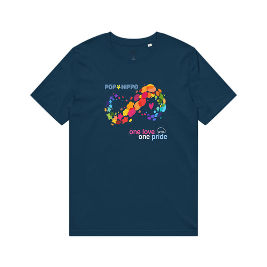 Pride Infinity Heart T‑Shirt – "One Love One Pride" Rainbow - Unisex